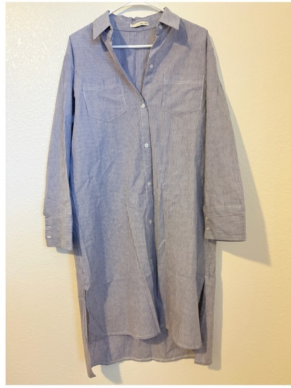 Oak + Fort shirt dress searsucker size large